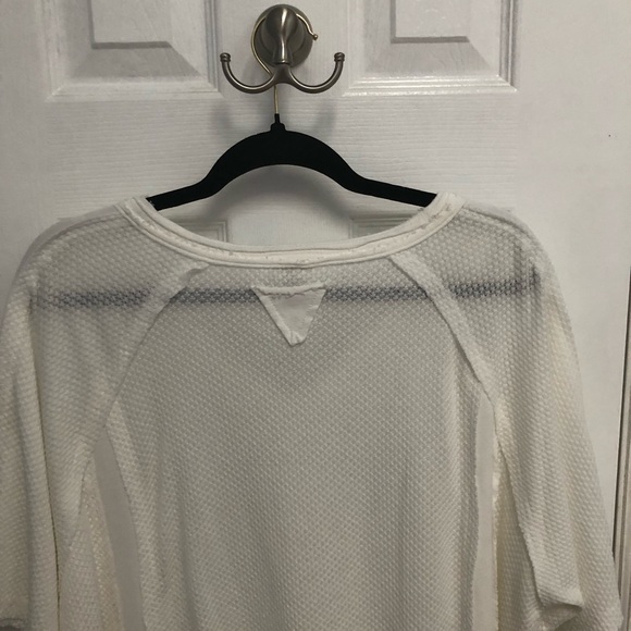 POL Womens White V-Neck Oversized Short Sleeve Raw Hem Top Medium - Picture 14 of 15